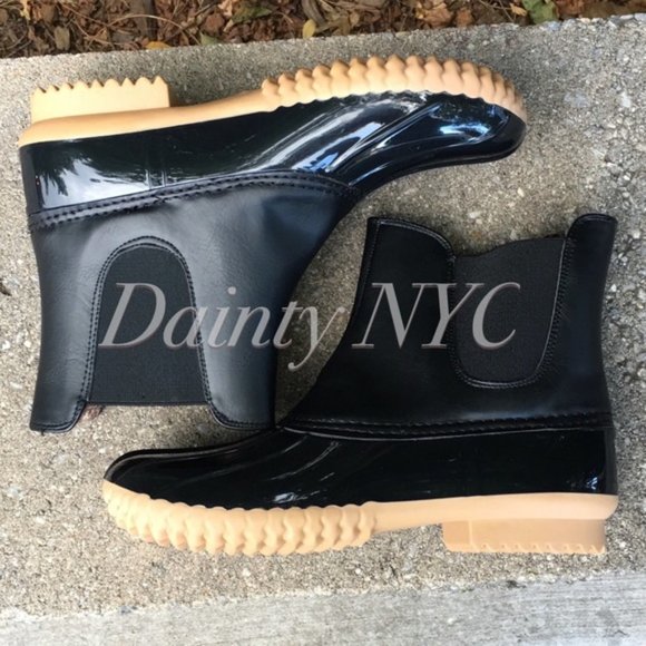 Duck Boots Slip On Glossy Black Matte Black - Picture 5 of 8